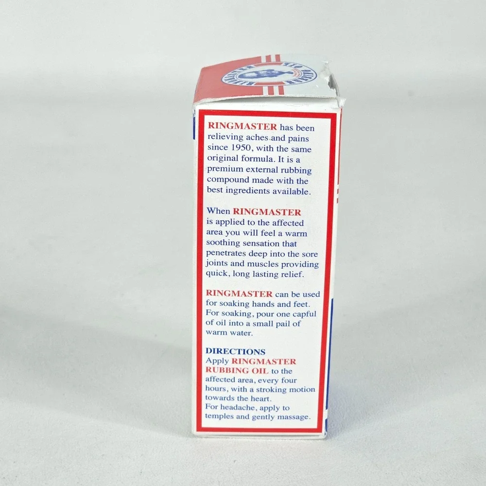 Ringmaster Rubbing Oil 1 OZ Bottle Pain Relief Arthritis USA Made Free Shipping
